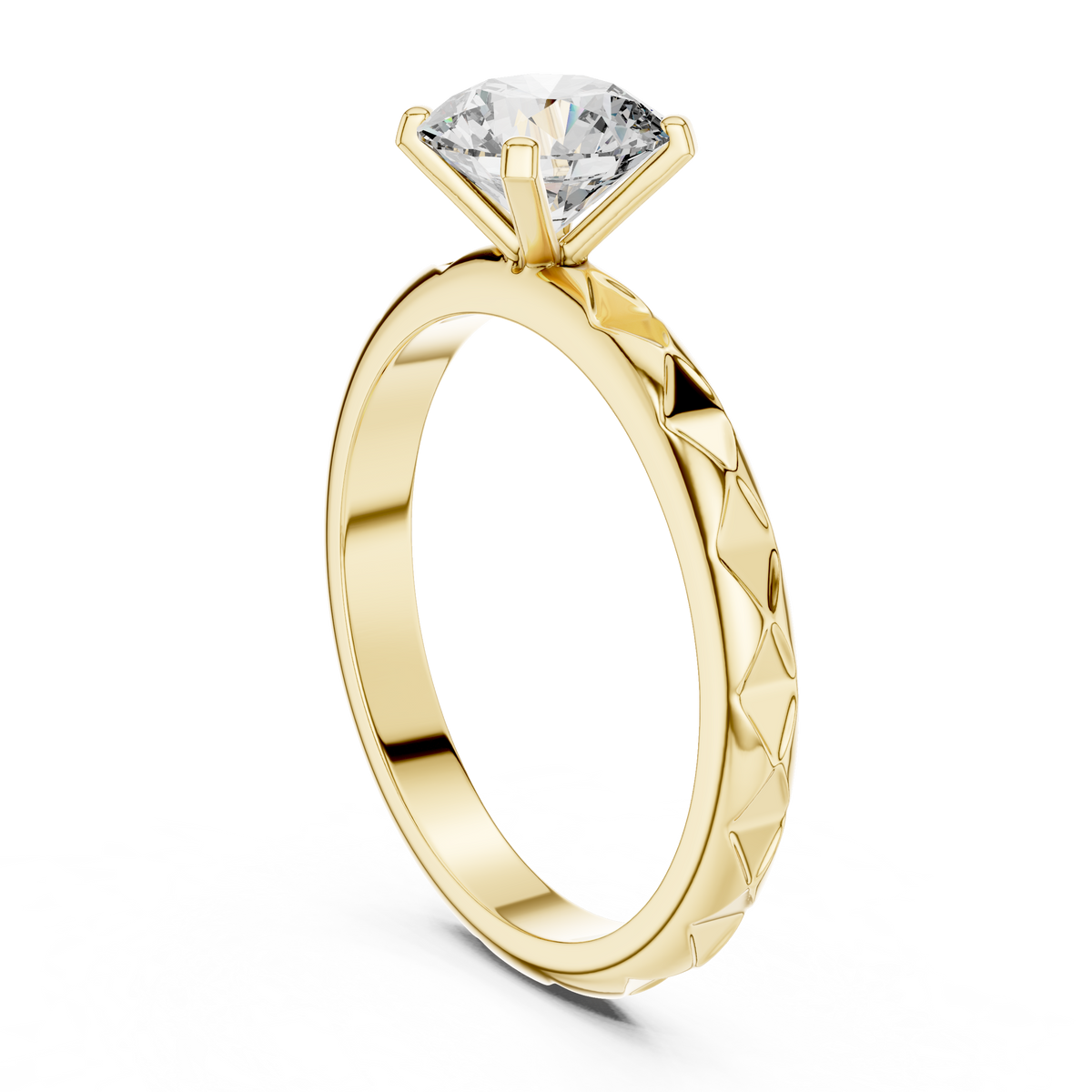 Petal Crest Round Solitaire Ring