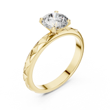 Petal Crest Round Solitaire Ring
