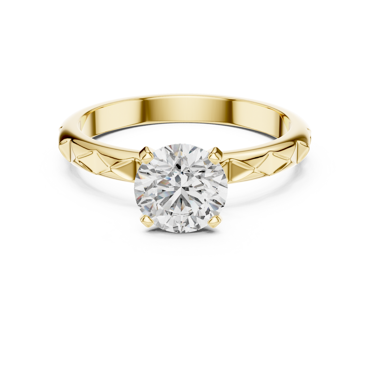 Petal Crest Round Solitaire Ring