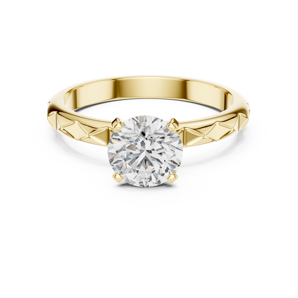 Petal Crest Round Solitaire Ring