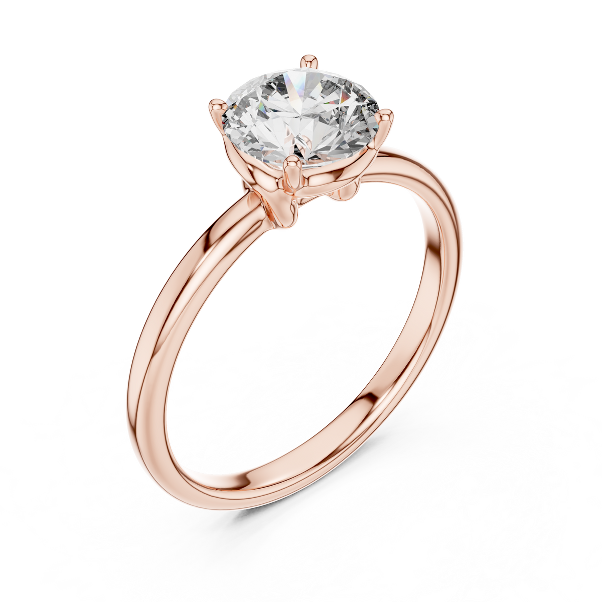 Luna Petal Round Solitaire Ring