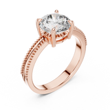 Regal Beaded Crown Solitaire Ring