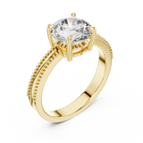 Regal Beaded Crown Solitaire Ring
