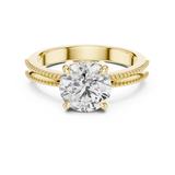 Regal Beaded Crown Solitaire Ring