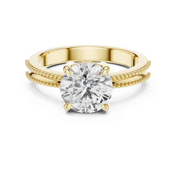 Regal Beaded Crown Solitaire Ring
