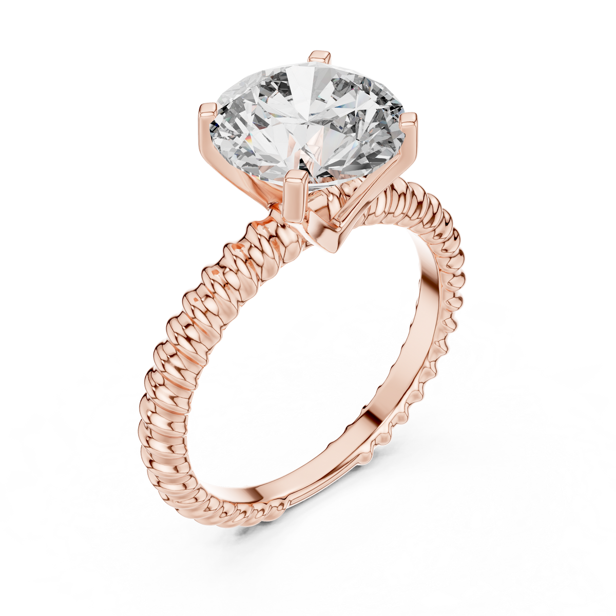 Rosé Braided Round Solitaire Ring
