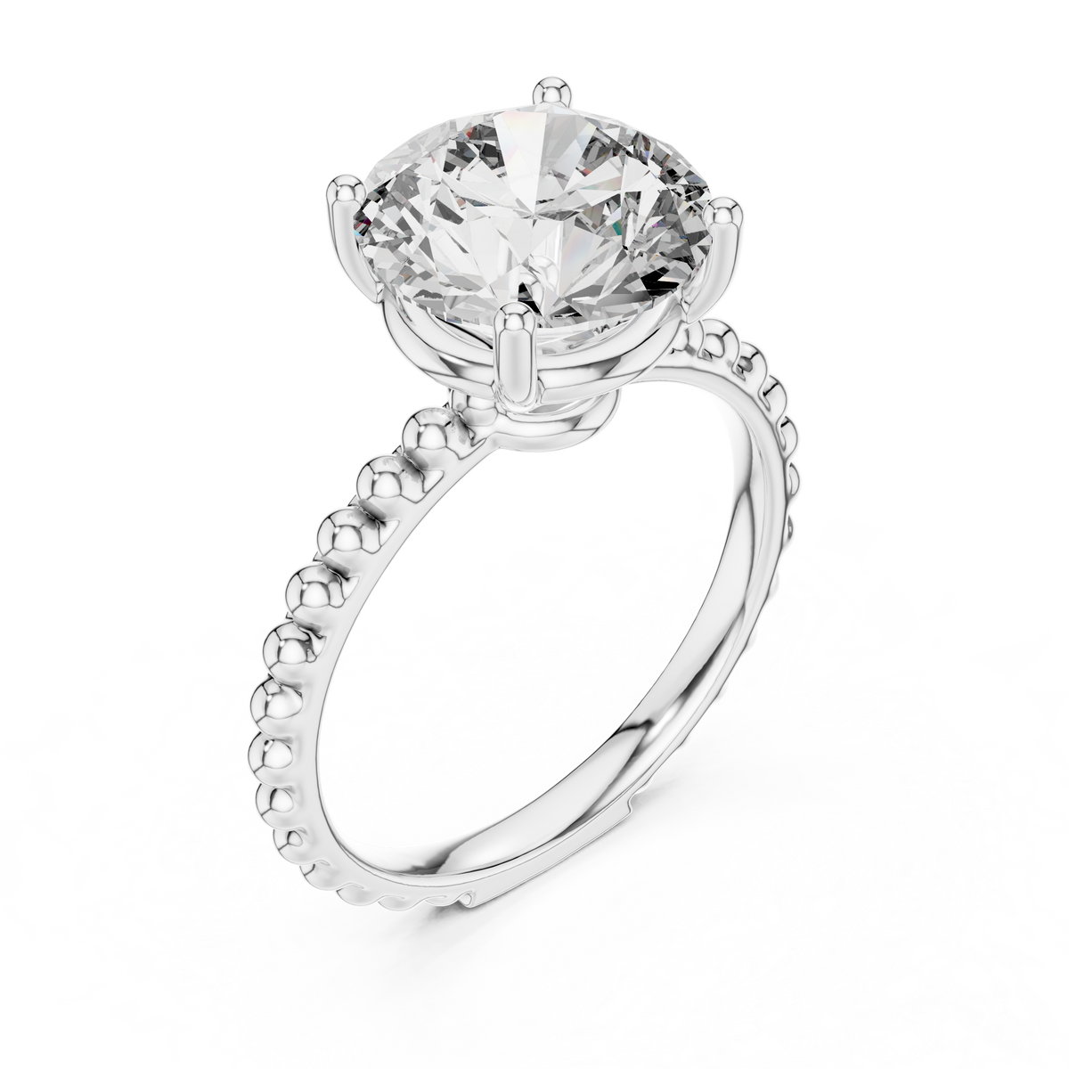 Aurelia Beaded Round Solitaire Ring