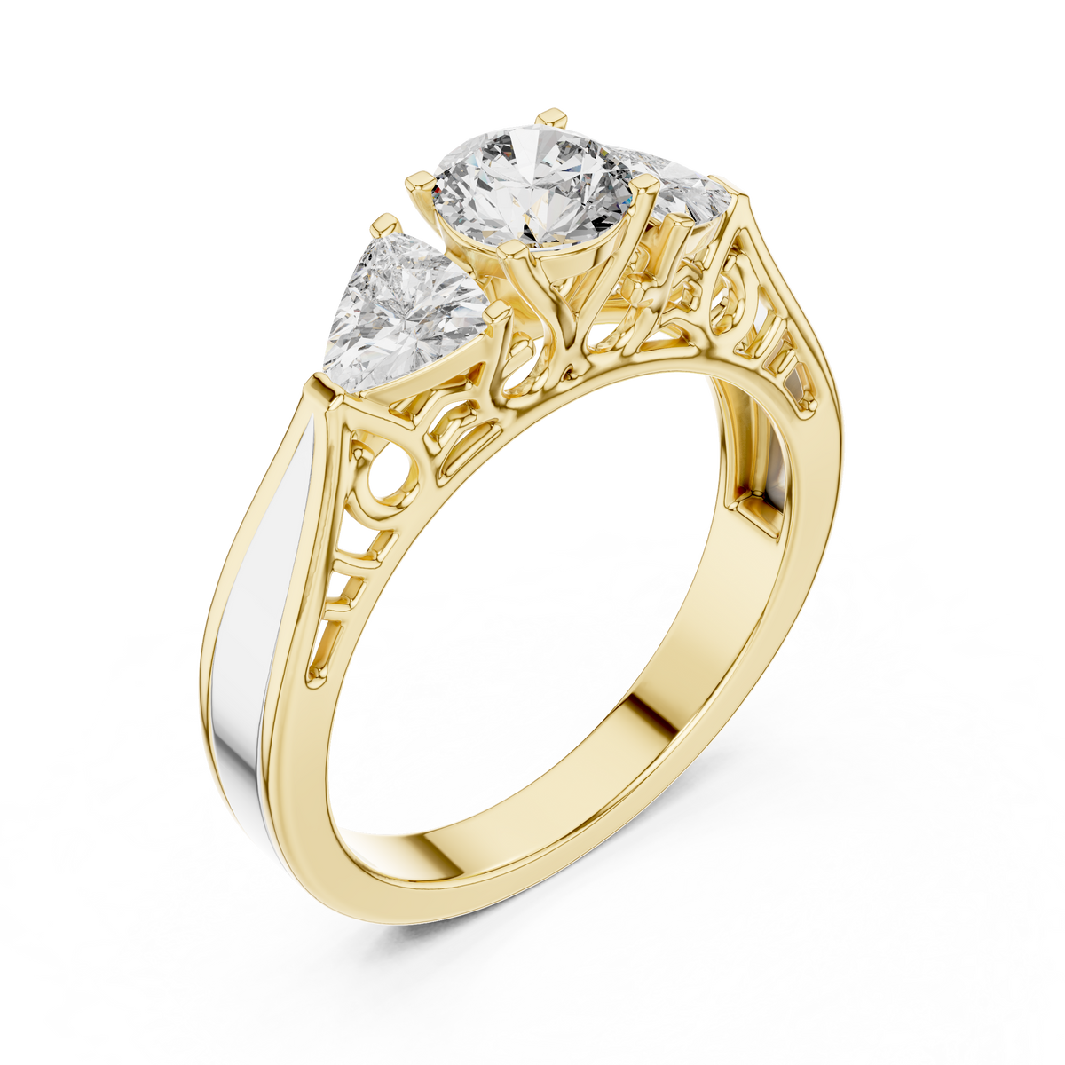 Golden Garden Three-Stone Diamond Ring
