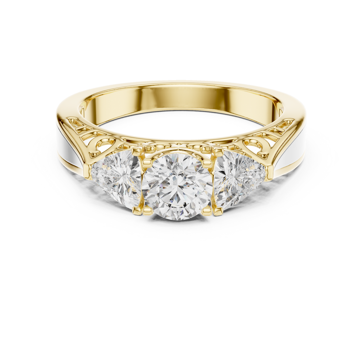 Golden Garden Three-Stone Diamond Ring