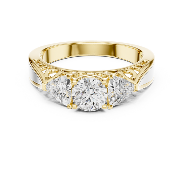Golden Garden Three-Stone Diamond Ring