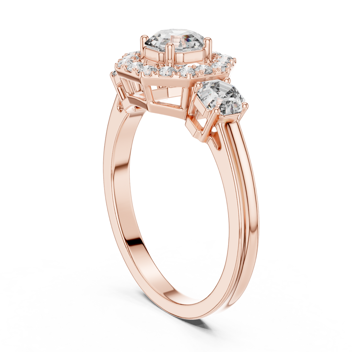Golden Regal Three-Stone Diamond Ring