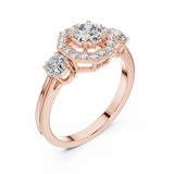 Golden Regal Three-Stone Diamond Ring