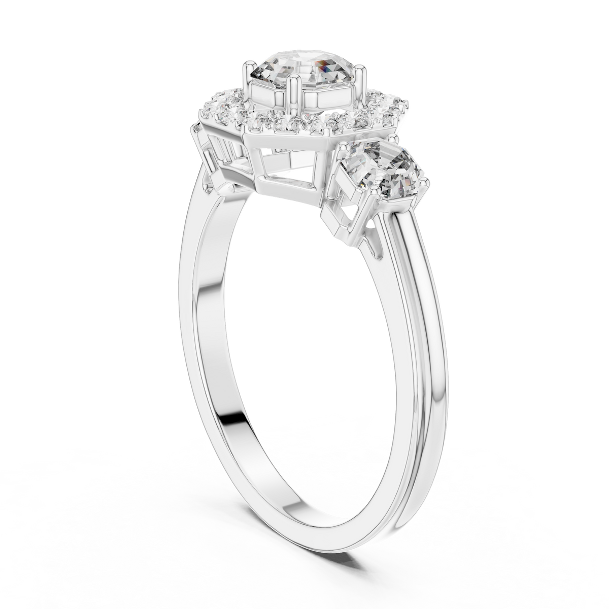 Golden Regal Three-Stone Diamond Ring