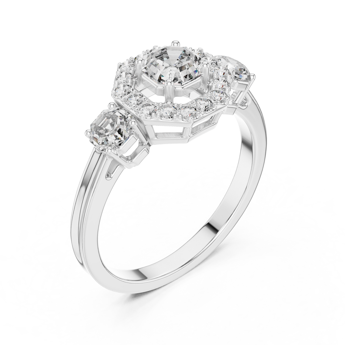 Golden Regal Three-Stone Diamond Ring