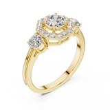 Golden Regal Three-Stone Diamond Ring