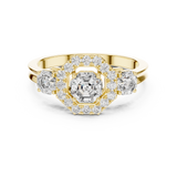 Golden Regal Three-Stone Diamond Ring