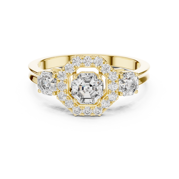 Golden Regal Three-Stone Diamond Ring