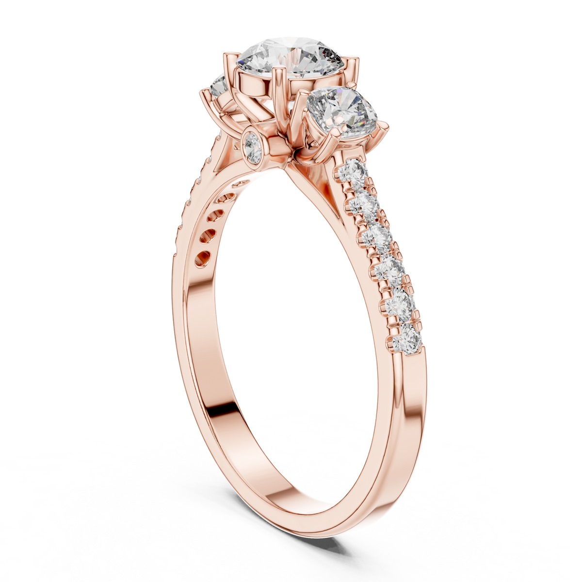 Rosé Pavé Cathedral Diamond Ring