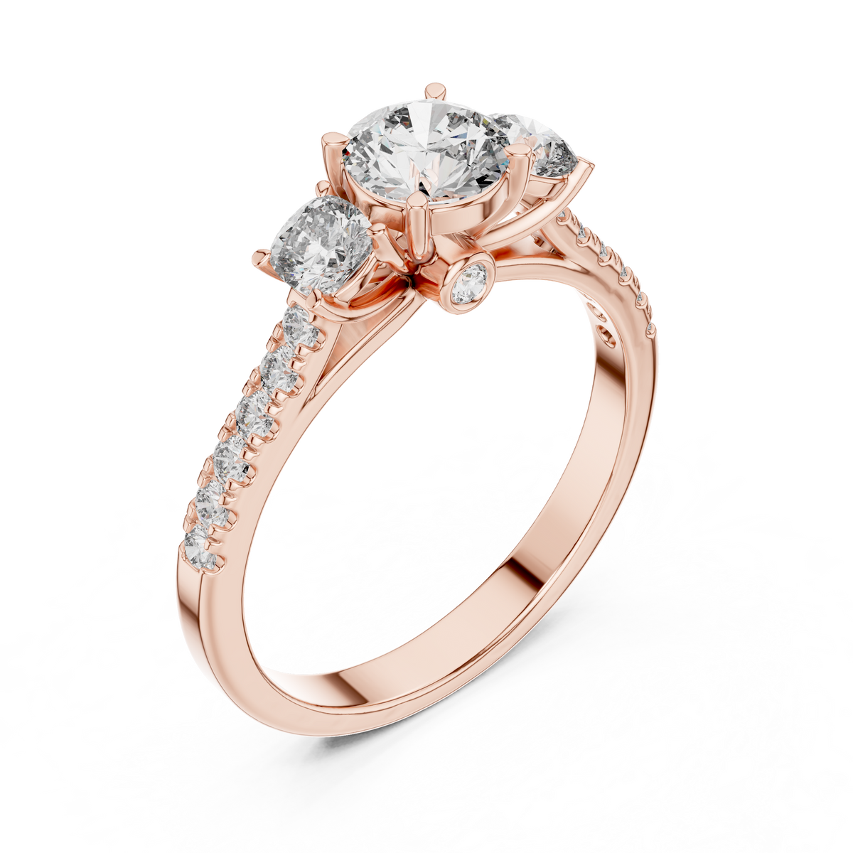 Rosé Pavé Cathedral Diamond Ring