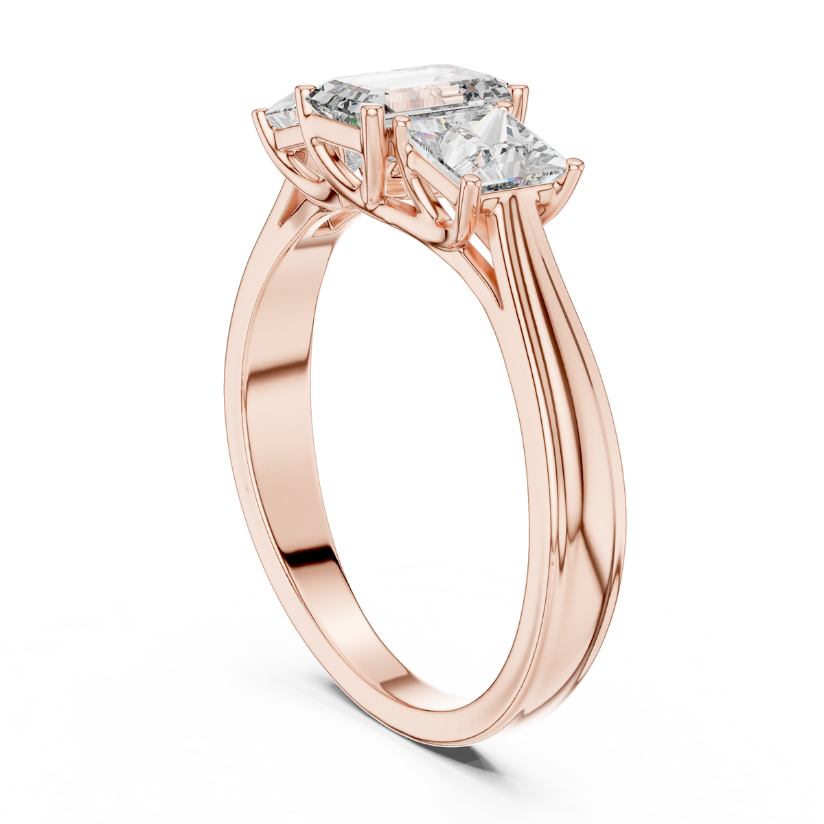 Rosé Empress Emerald Three-Stone Ring