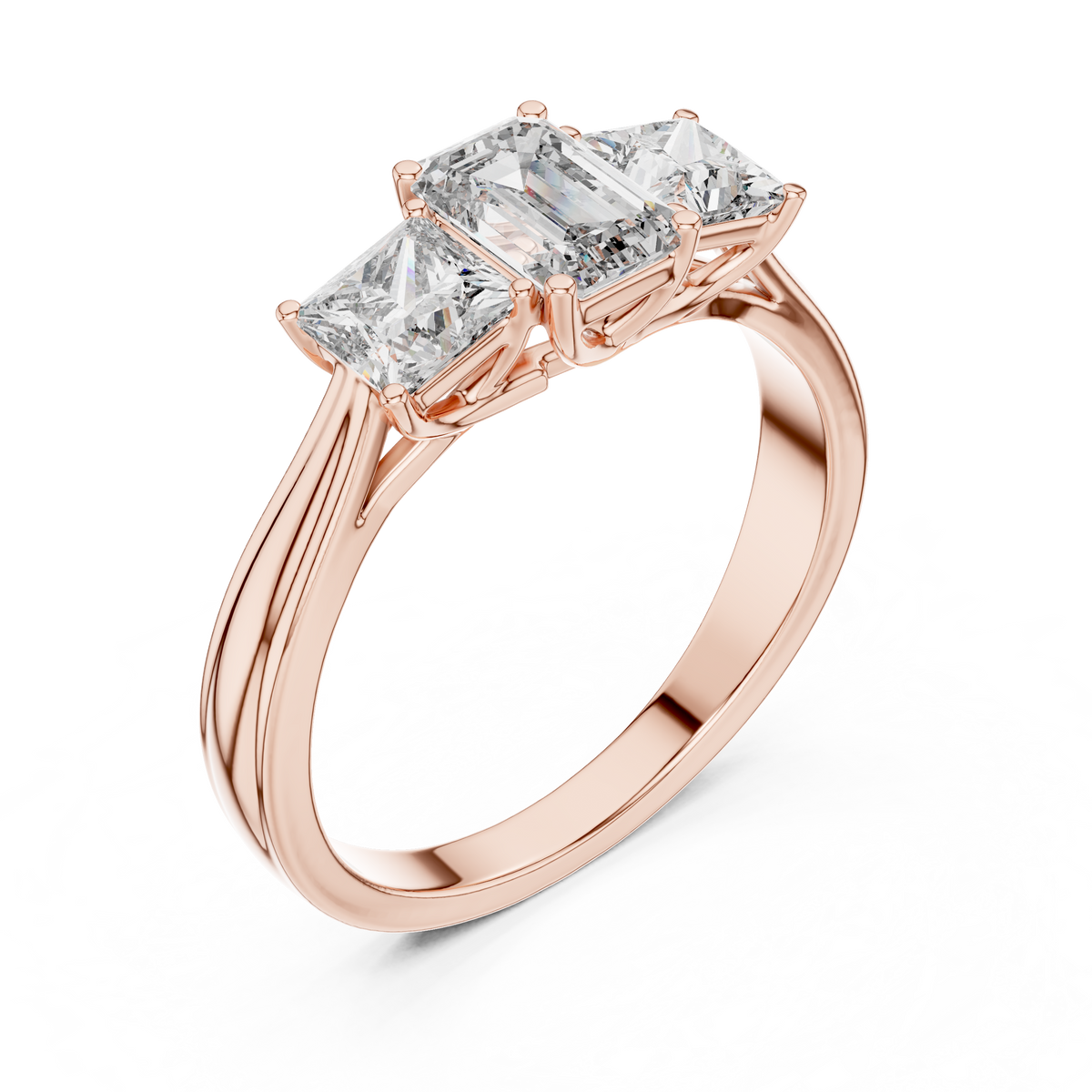 Rosé Empress Emerald Three-Stone Ring