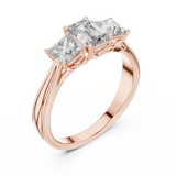 Rosé Empress Emerald Three-Stone Ring