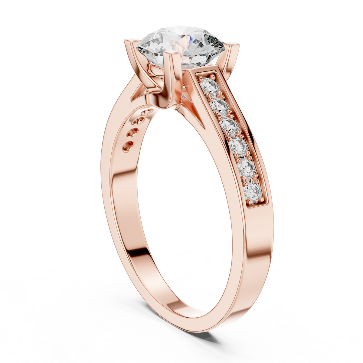 Golden Radiance Pavé Solitaire Ring