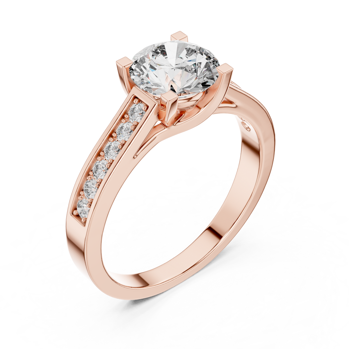 Golden Radiance Pavé Solitaire Ring