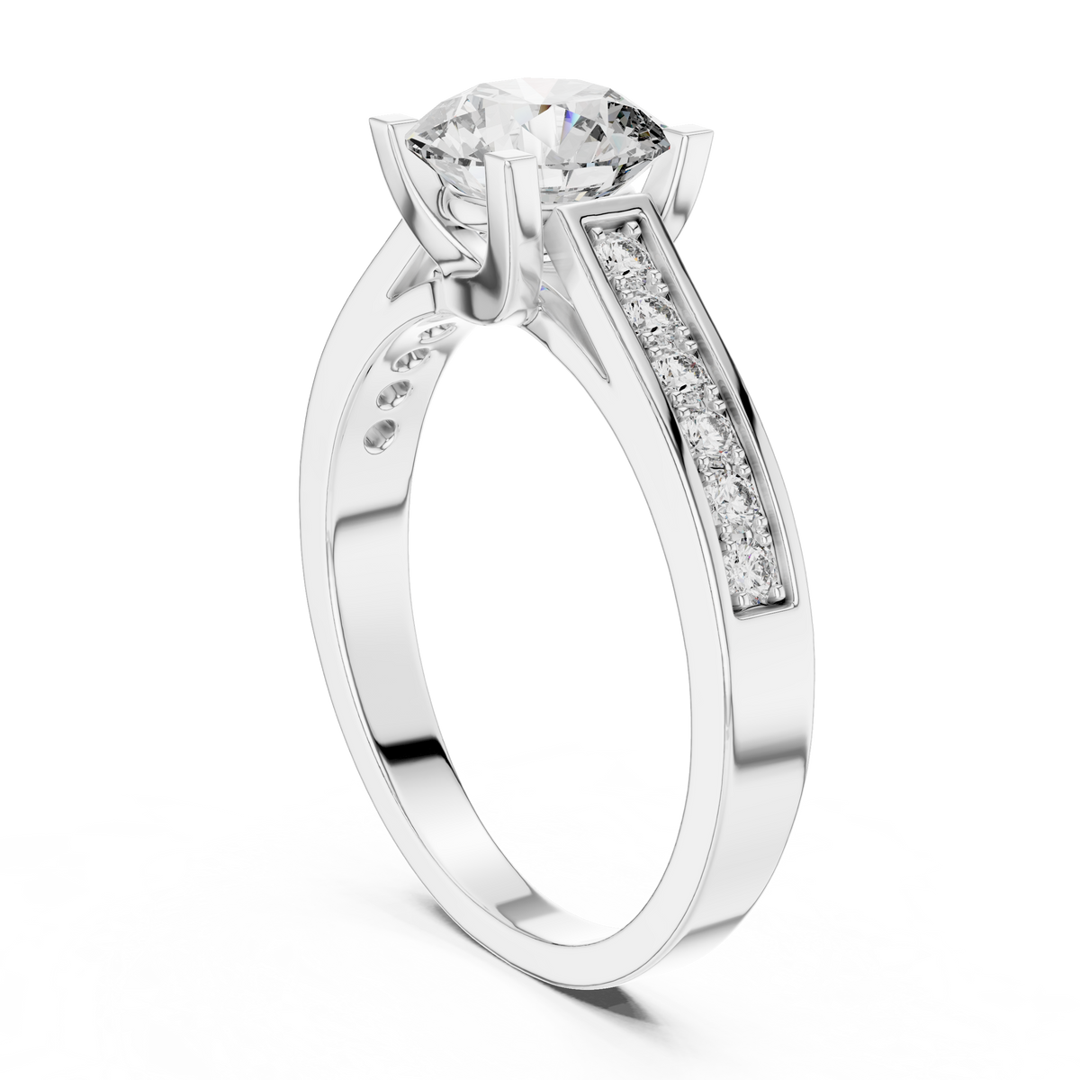 Golden Radiance Pavé Solitaire Ring