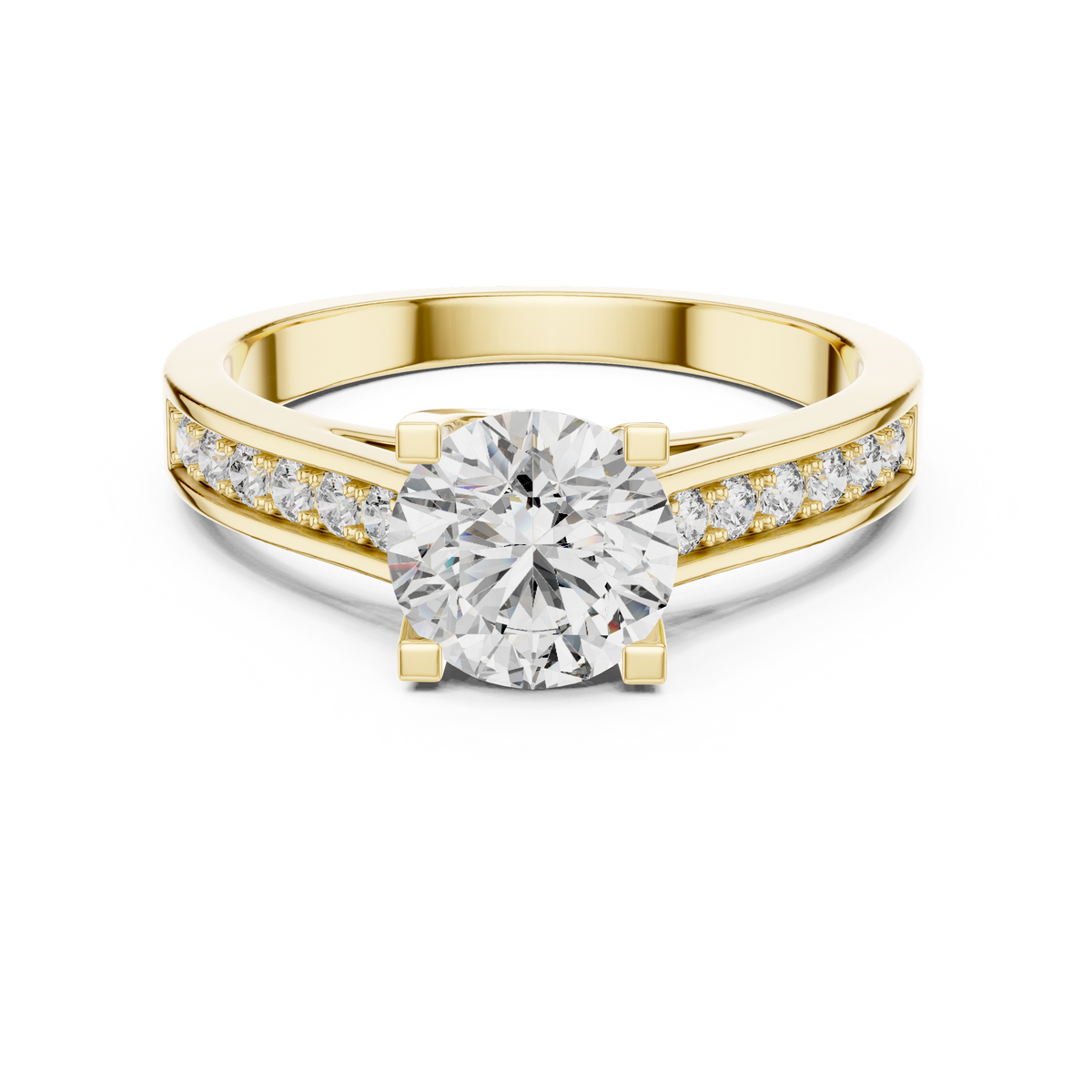 Golden Radiance Pavé Solitaire Ring