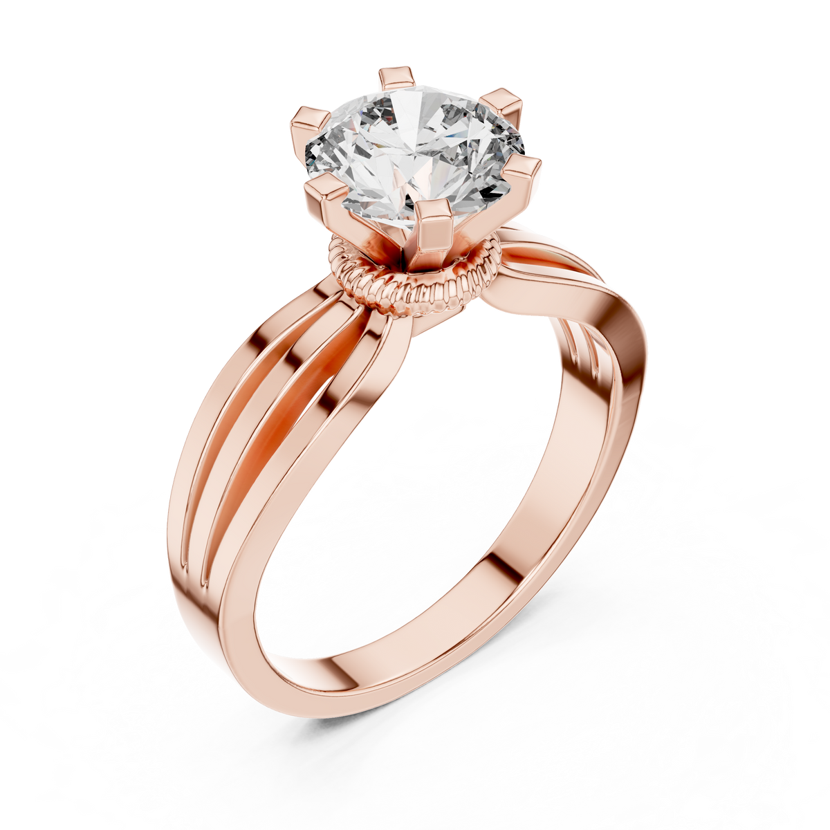 Golden Infinity Split-Shank Solitaire Ring
