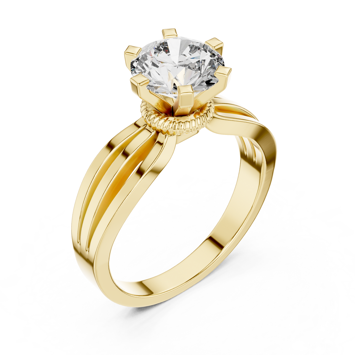 Golden Infinity Split-Shank Solitaire Ring