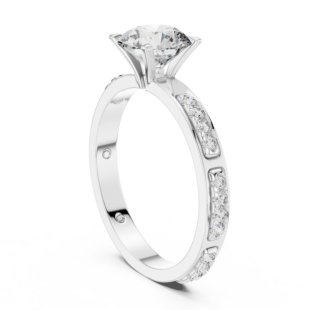 Rosé Aurora Side-Diamond Solitaire Ring