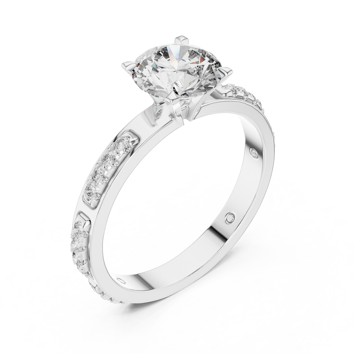 Rosé Aurora Side-Diamond Solitaire Ring