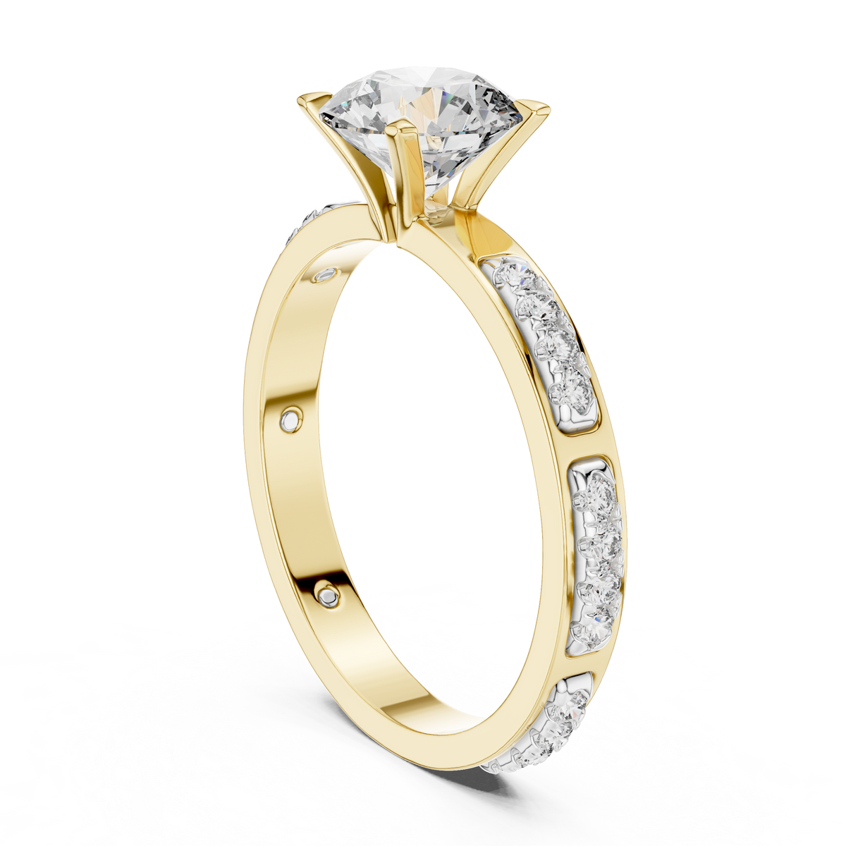 Rosé Aurora Side-Diamond Solitaire Ring