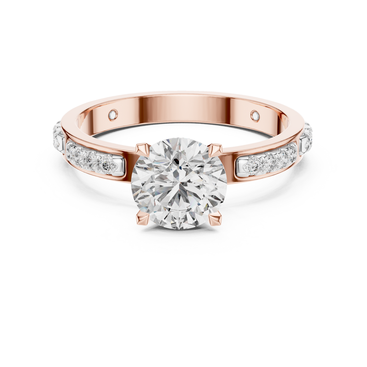 Rosé Aurora Side-Diamond Solitaire Ring