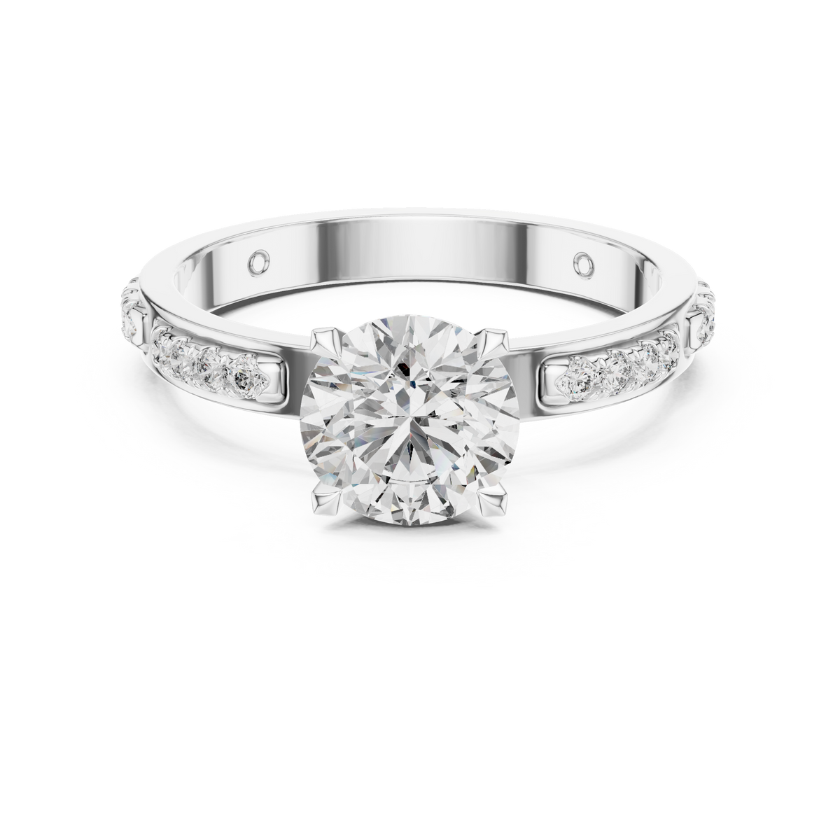 Rosé Aurora Side-Diamond Solitaire Ring