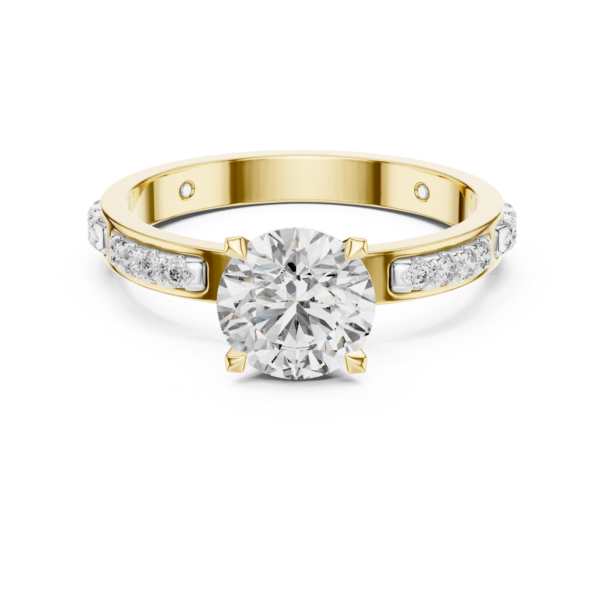 Rosé Aurora Side-Diamond Solitaire Ring