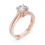 Rosé Floral Engraved Round Solitaire Ring