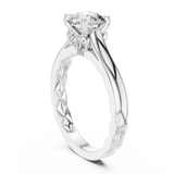 Rosé Floral Engraved Round Solitaire Ring