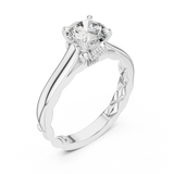 Rosé Floral Engraved Round Solitaire Ring
