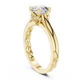 Rosé Floral Engraved Round Solitaire Ring