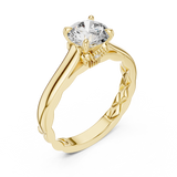 Rosé Floral Engraved Round Solitaire Ring
