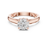 Rosé Floral Engraved Round Solitaire Ring