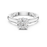 Rosé Floral Engraved Round Solitaire Ring