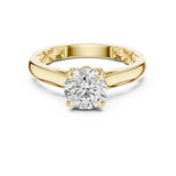 Rosé Floral Engraved Round Solitaire Ring