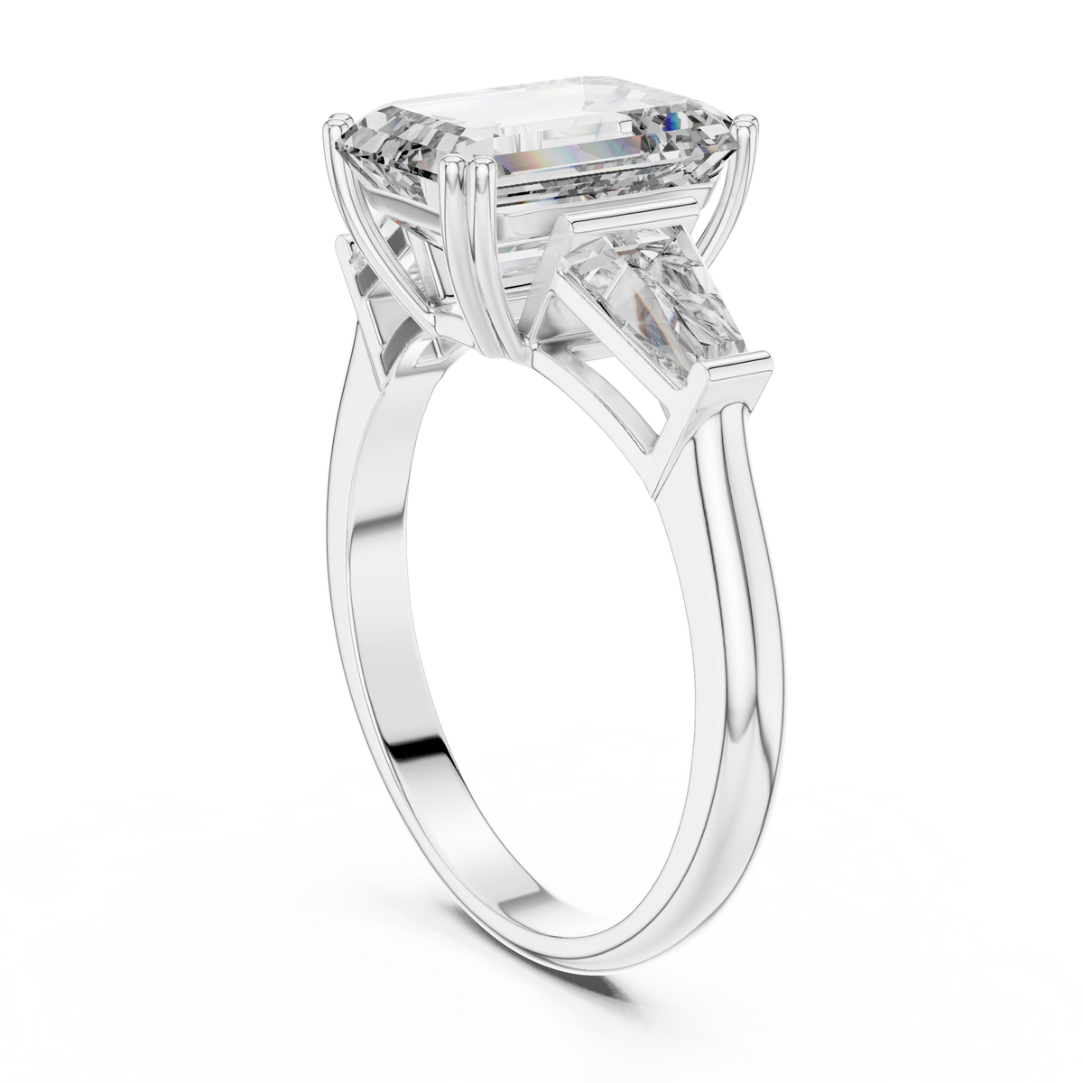 Arctic Emerald Three-Stone Diamond Ring