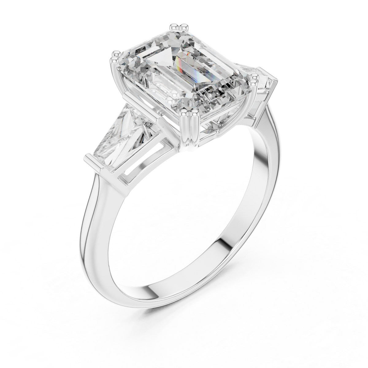 Arctic Emerald Three-Stone Diamond Ring