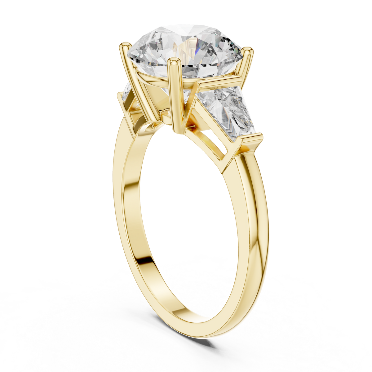 Golden Elevated Solitaire Diamond Ring