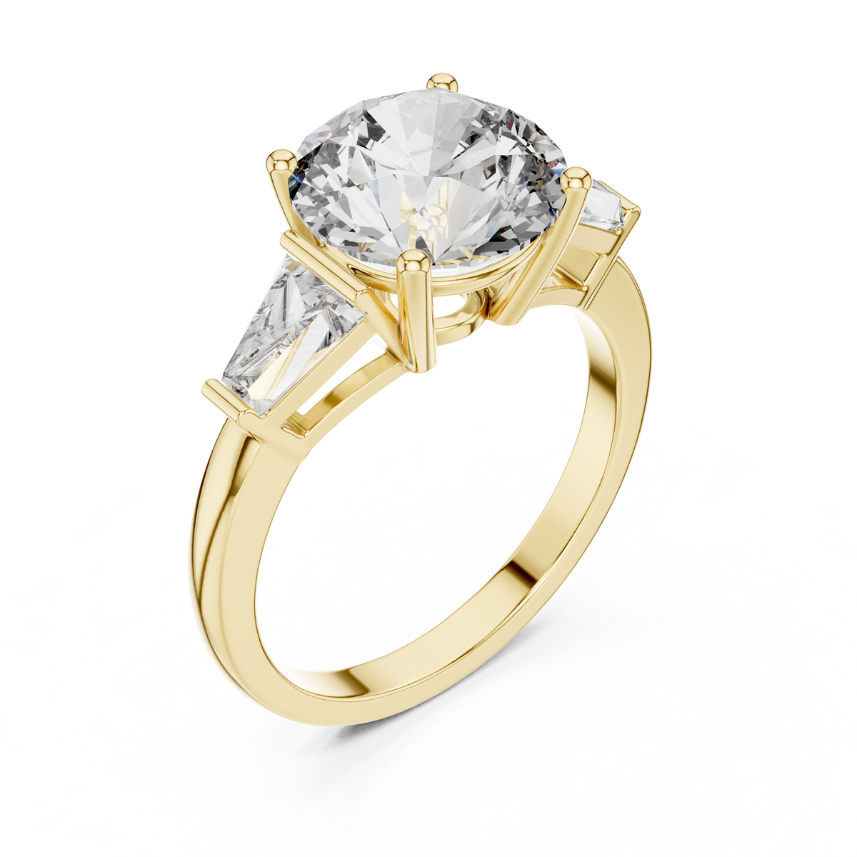 Golden Elevated Solitaire Diamond Ring